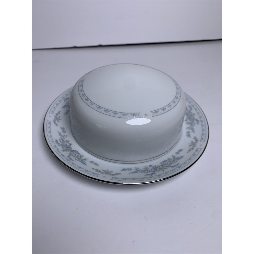 Vintage Somerset By NL Excel Covered‎ Butter Dish Floral Silver Trim